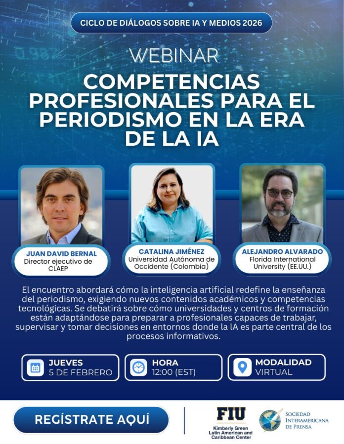 Webinar analizará las competencias profesionales que exige la IA en el periodismo en 2026