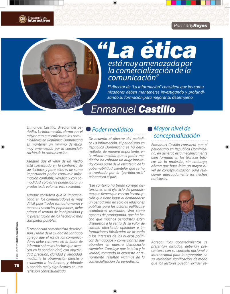 Fallece el sociólogo y periodista Enmanuel Castillo