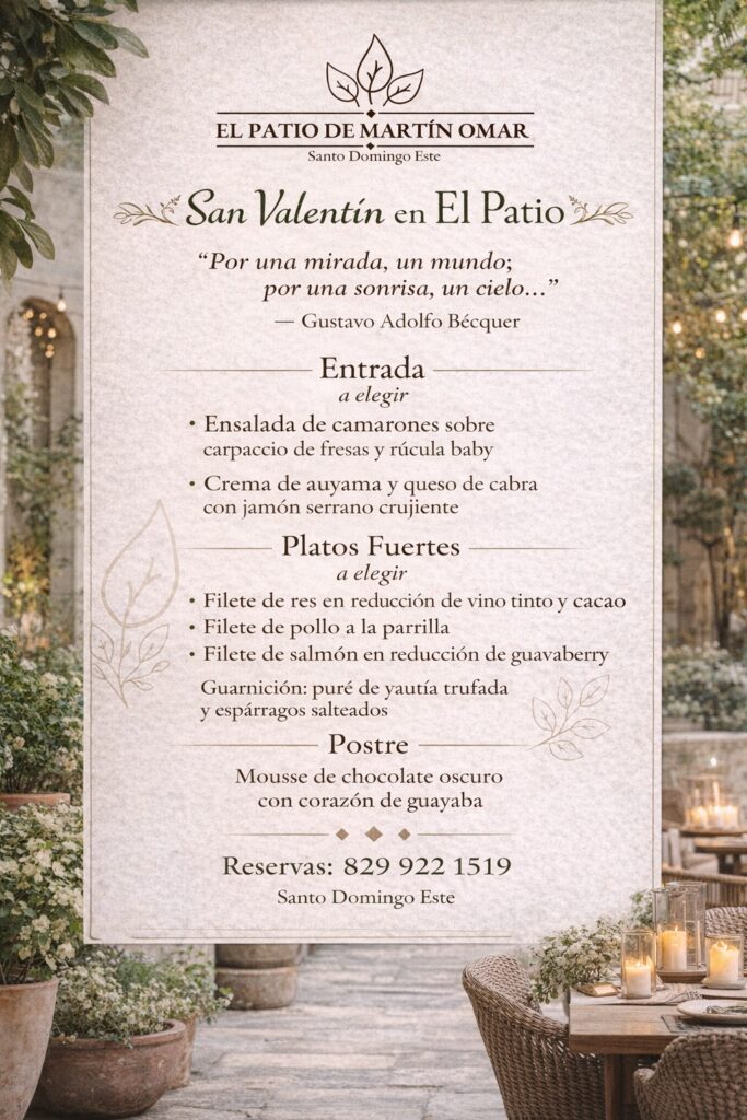 “San Valentín en El Patio”: una experiencia gastronómica que despierta los sentidos en Santo Domingo Este