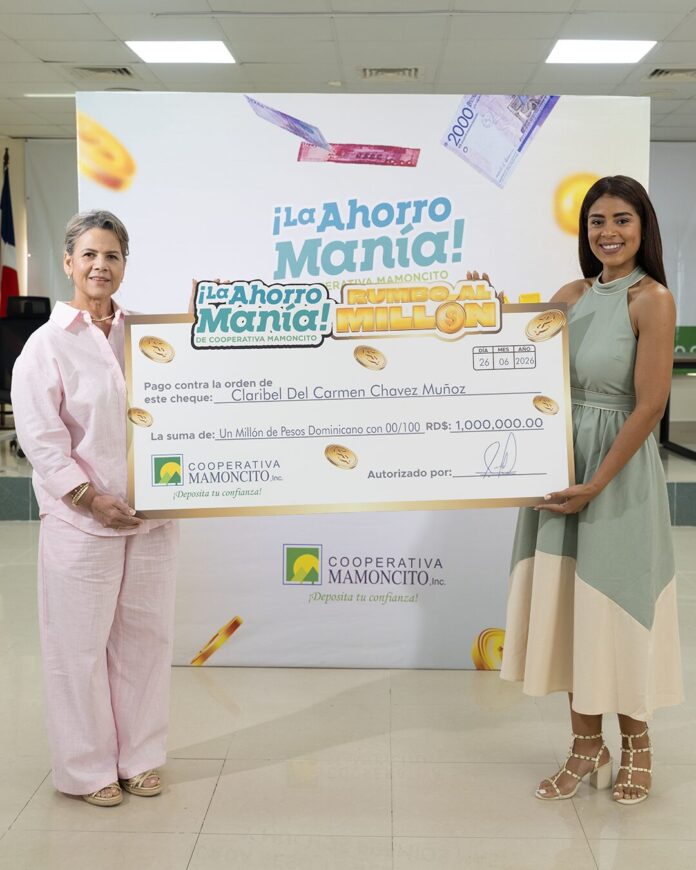 Cooperativa Mamoncito entrega RD$1 millón a ganadora de “La Ahorromanía”